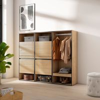 zapatero efecto madera roble 180x35x145cm