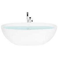 banera independiente de solid surface ovalada con borde fino 170 cm blanco lamanga