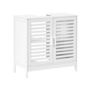 Armario Baño Minimalista Lavabo Almacenaje Madera De Bambú Blanco Missoula