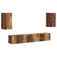 conjunto de mueble de tv montaje en la pared 5 uds  mueble de salon  gabinete de tv madera vieja