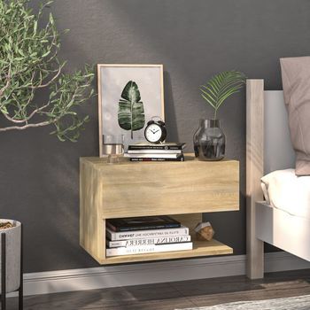 Mesita De Noche De Pared - Dormitorio - Madera Contrachapada - Roble Sonoma (46x29.5x30cm)