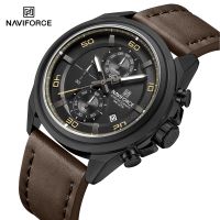 reloj de pulsera cronografo naviforce para hombre con movimiento de cuarzo indicador de fecha resistente al agua hasta 30 metros correa de cuero genuino diseno moderno y elegante