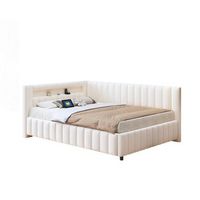 camasofa cama 140x200cm - con iluminacion led - puerto de carga usb - cama para adultos - cama individual - beige
