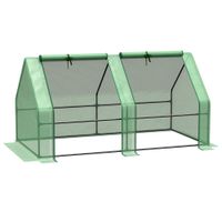 outsunny invernadero de jardin terraza 180x90x90 cm tipo caseta tubo de acero con 2 ventanas  enrollables vivero casero para cultivo plantas verduras verde   aosom espana