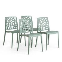 conjunto de 4 sillas trixy de jardin apilables en resina con fibra de vidrio verde salvia - trixy