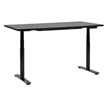 Escritorio De Altura Regulable Eléctrico Diseño Moderno Patas Redondas 160 X 72 Cm Tablero Negro Soporte De Acero Negro Destinas