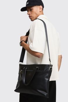 Man Debossed Wallet And Carry Bag Set, Negro