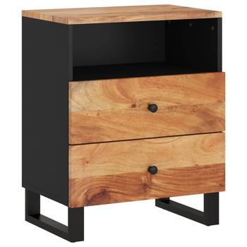 Mesita De Noche | Mesilla De Noche Madera Acacia Madera Contrachapada 50x33x62 Cm