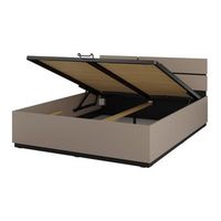 cama havana 160x200 cm beige y negro con almacenamiento  elegancia contemporanea y almacenamiento integrado