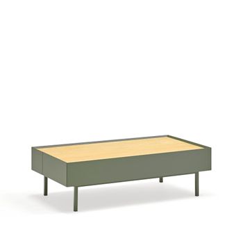 Mesa de centro con 2 cajones verde