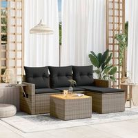 conjunto de sofas jardin con cojines 5 uds  mueble jardin mesa y sillas ratan sintetico gris cfw453125