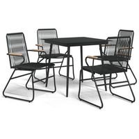 conjunto comedor jardin 5 uds  mueble jardin mesa y sillas ratan pvc negro