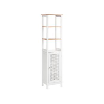 Mueble De Baño Alto 30 X 160 Cm Almacenaje De Baño Con Estantes Mdf Blanco Alamos