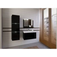 conjunto de muebles de bano negro coleccion owl columna mueble bajo lavabo lavabo de 80 cm