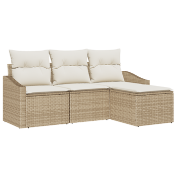 Juego De Sofás De Jardín De 4 Uds Con Cojines Beige De Ratán Poliéster Cfw838064