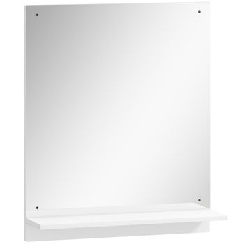 HOMCOM Espejo de baño 50 x 60 cm con estante, espejo de pared para recibidor y pasillo, blanco   Aosom España