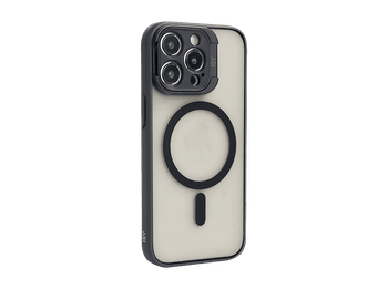 Funda móvil - ISY ISC 2440, Para Apple iPhone 15 Pro, Admite carga a través de MagSafe, SmOKey black