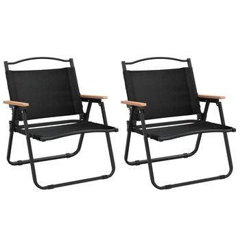 Pack 2 Uds Sillas De Camping Tela Oxford Negro 54x43x59 Cm