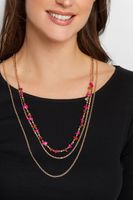 juego 3 collares dorados piedras rosas
