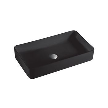 Lavabo Sobre Encimera Cerámico Negro Mate | Lavamanos Baño Para Encimera Rectangular | 51cm X 35cm | Negro Mate