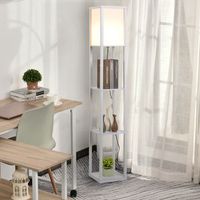 lampara de pie de mdf acrilico homcom 26x26x160 cm-blanco