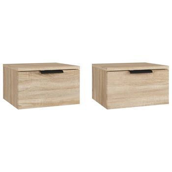 Mesita De Noche De Pared 2 Uds Color Roble Sonoma 34x30x20 Cm Vidaxl