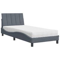 cama con colchon hanko terciopelo gris oscuro 90x190 cm vidaxl