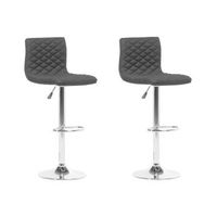 conjunto de 2 taburetes de bar con asiento acolchado de tela negra altura ajustable giratorio con reposapies orlando