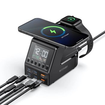 [GaN]Blitzwolf BW-FW10 240W Cargador de Reloj Despertador Inalámbrico 10-en-1 2USB-A+4USB-C PD3.1/3.0 QC4.0/3.0/2.0 PPS