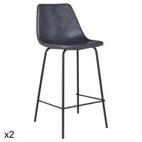 2 taburetes de bar vintage 65cm en polipiel gris oscuro