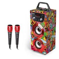 altavoz karaoke  altavoz con microfono  altavoz bluetooth con microfono radio fm usb y sd   trendix - karaoke infantil monster club