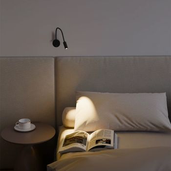 Lámpara de Lectura de Pared con Cuello de Cisne LED de 3W con Interruptor, Flexible y Ajustable, para Trabajo, Estudio, Montaje en Pared, Dormitorio, Mesita de Noche, Luz de Lectura