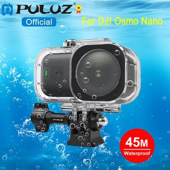 PULUZ Carcasa impermeable de 45m de profundidad para cámara DJI Osmo Nano, carcasa de buceo con base invisible, cubierta subacuática