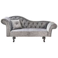 chaise longue retro con capitone de terciopelo con cojin gris izquierdo lattes ii