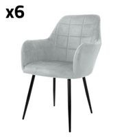 6x sillas de comedor color gris tapizado con respaldo y apoyabrazos