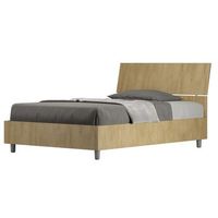 cama renoma de madera con cabecero inclinado-color marron claro-ropa de cama 120x200 cm