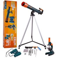conjunto de microscopio telescopio y prismaticos levenhuk labzz mtr3