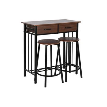 Mesa Set 3 Metal Mdf 80x50x84 32x32x45 Negro