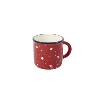 Taza de cerámica roja y blanca l14