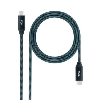 Nanocable Cable USB 3.2 Gen2x2 20Gbps 5A/100W 4K/60Hz USB-C Macho/Macho 2m Verde Azulado/Negro
