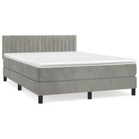 cama box spring con colchon terciopelo gris claro 140x190 cm vidaxl