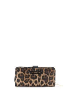 cartera grande con cremallera estampado leopardo y lettering leopard