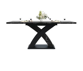 Mesa extensible 120-160 cm - mesa de comedor, mesa de cocina, mesa de balcón, madera, para 6 personas - negro