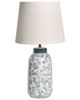 lampara de mesa  ceramica blanco azul