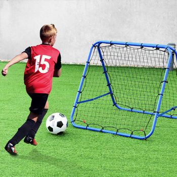 Costway Red Rebotadora para Fútbol Red Rebotadora Plegable para Entrenamiento de Fútbol con Ángulos Ajustables Entrenador de Fútbol Equipo Azul