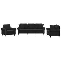 juego de sofas con cojines 3 piezas terciopelo negro vidaxl