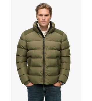 Superdry para hombre. M5012287A Chaqueta Sports Puffer verde (M), Casual, Poliéster