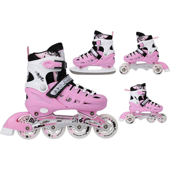 Nh10905 4en1 Rosa Talla M. L(39-42) Patines En Línea Con Dim.