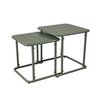 mesa nido bistro cuadrada para exterior en acero verde kaki