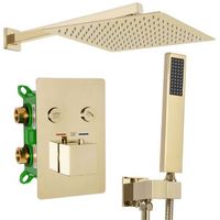 conjunto de ducha empotrado con termostato rea fenix davis oro  box